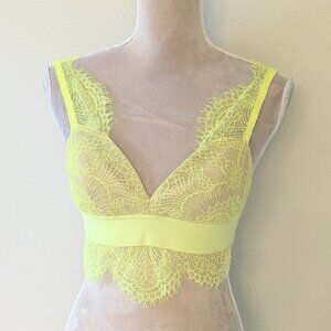 New Three Floors Yellow Cropped Sexy Plunge Neck Top